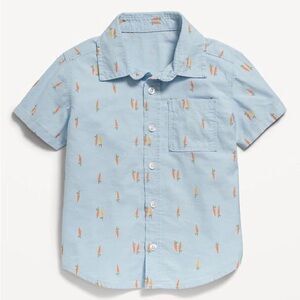 NWOT Old Navy Printed Short-Sleeve Oxford Shirt Carrot/Easter
